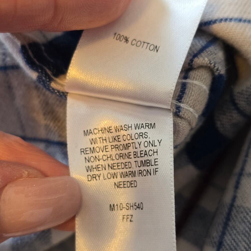 Cabelas Flannel Shirt Mens 5XL Blue White Plaid 100% Cotton Gorpcore Utility - Picture 5 of 10